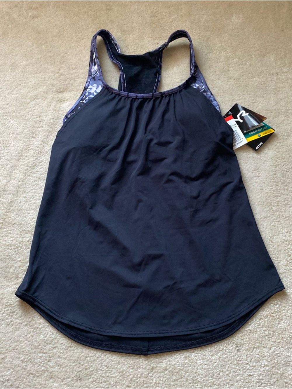 Women's TYR Emerald Lake 2 In 1 Tankini Swim Top Black Grey Size Small (4/6) NWT